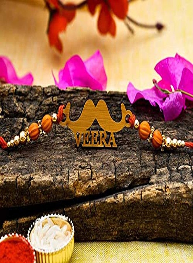 Pride Store | Designer Goggle Moustache Rakhi Set For Bhai Veera | Rakhi For Brother Bhaiya Veer Elder Younger Brother | Pack Of 2 Rakhi | 1 Roli Rice Pack | 1 Greeting Card - Image 2