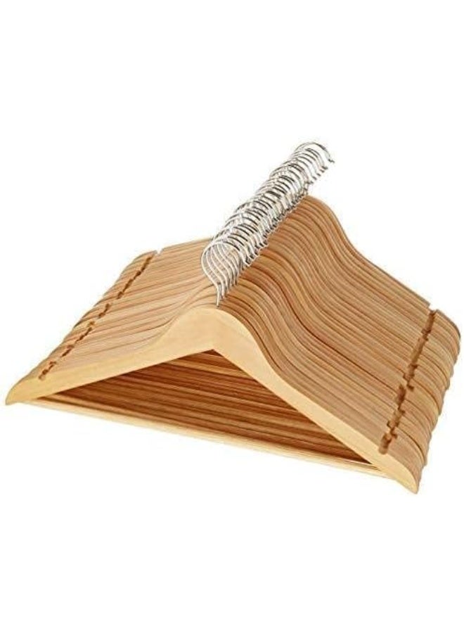 علّاقات ملابس خشب طبيعي قوية 50 قطعة – تصميم متين لحمل القمصان والبدل والفساتين و البناطيل - Image 1