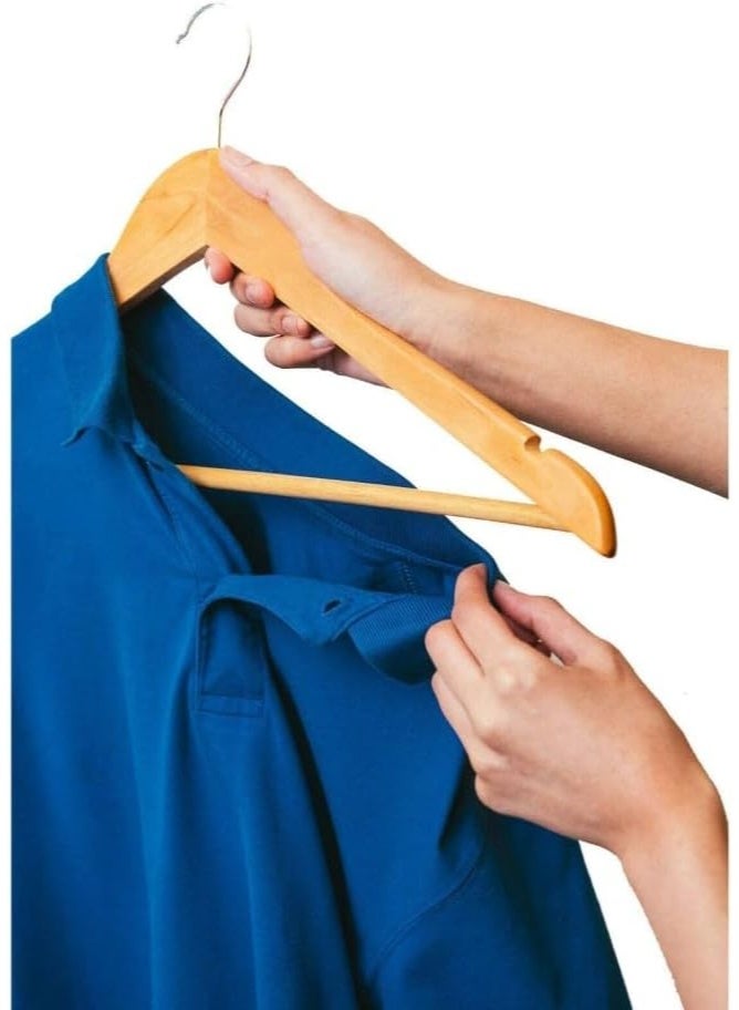 علّاقات ملابس خشب طبيعي قوية 50 قطعة – تصميم متين لحمل القمصان والبدل والفساتين و البناطيل - Image 5