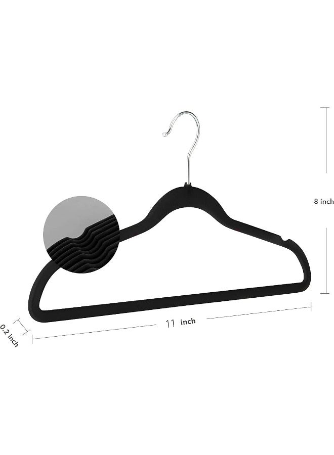 Red Dot Gift Red Dot Gift® 10-Pack Baby Velvet Hangers - Nursery Clothes Hangers Non Slip Toddler Hangers, 360 Chrome Swivel Hook (Black, 28 cm) - Image 2