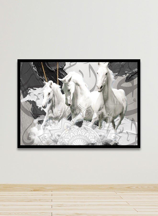 Marktna Canvas Wall Art For Wall Decoration Horse Design With A Hollow Black Frame Size 120x80cm One Piece - Image 1