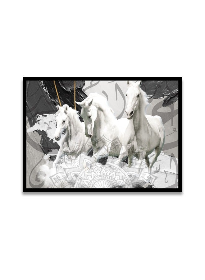 Marktna Canvas Wall Art For Wall Decoration Horse Design With A Hollow Black Frame Size 120x80cm One Piece - Image 2