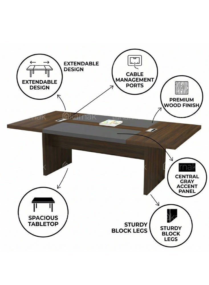 KARNAK Furni Meeting Table by Karnak Home, Modern Conference Table, Walnut & Grey (200cm / 240cm) - Image 4
