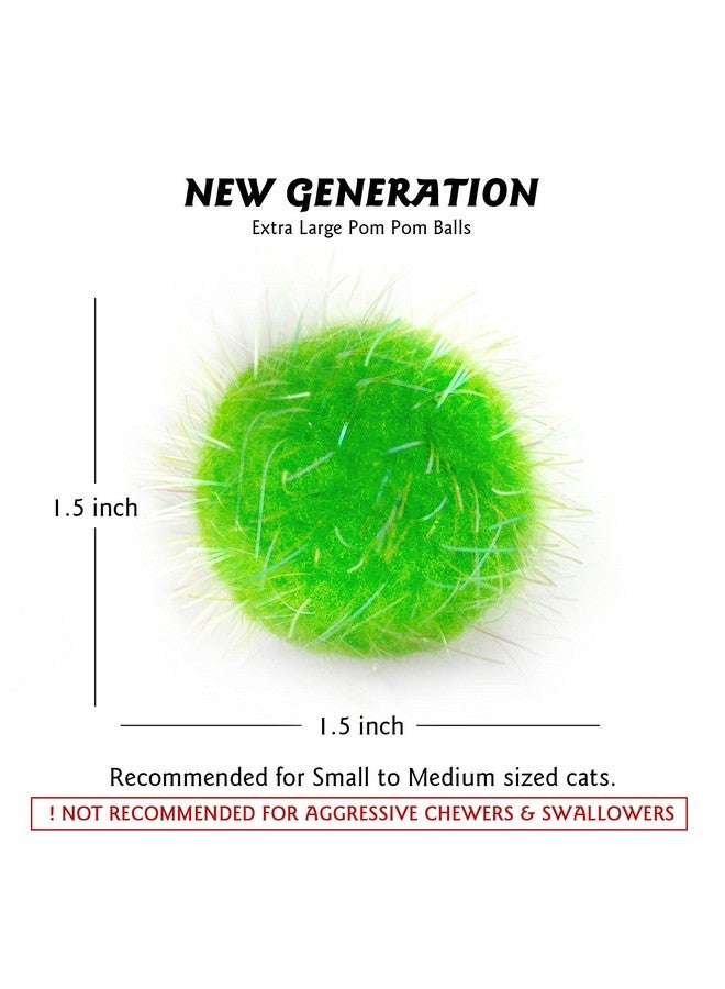 RIMOBUL 40PCS 1.5INCH New Generation Extra Large Cat's Favorite Chase Glitter Ball Toy Sparkle Pom Pom Balls - Image 2