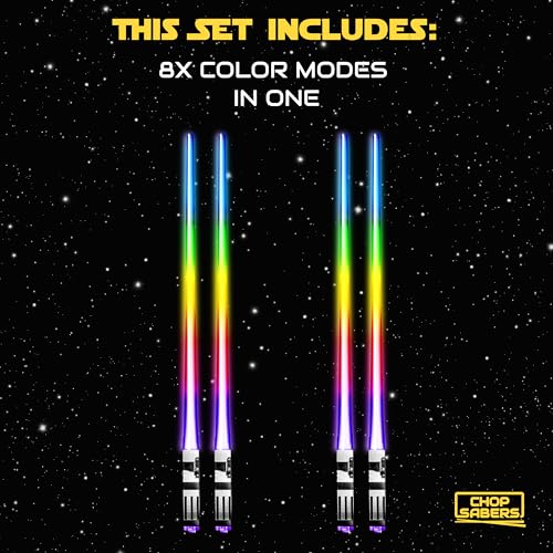 ChopSabers LIGHTSABER CHOPSTICKS LIGHT UP STAR WARS LED Glowing Light Saber Chop Sticks REUSABLE Sushi Lightup Sabers Bright LEDs - 8 Color Modes - 2 Pairs - Image 5