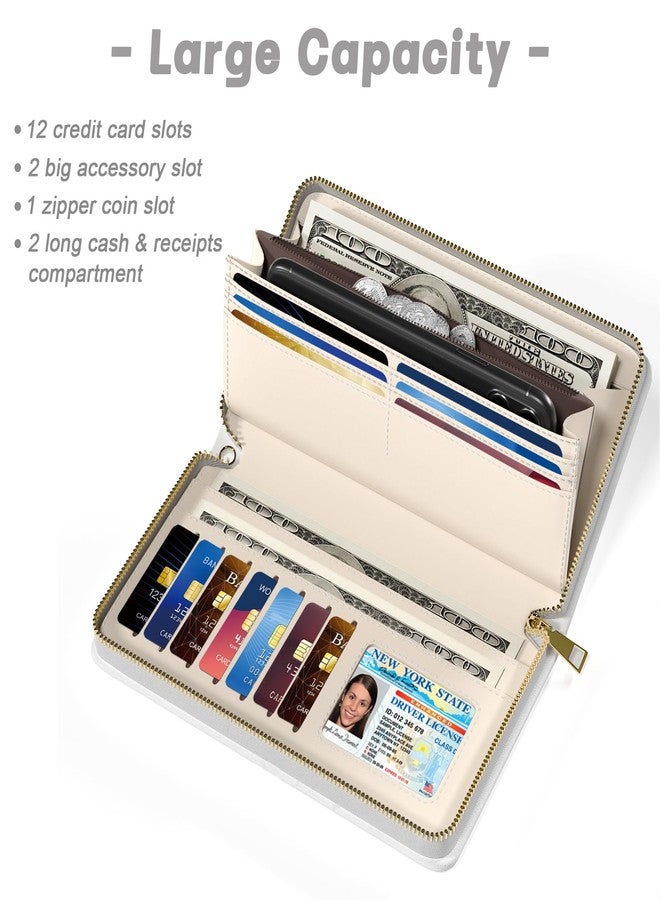 Aiawoxc Womens Wallet, RFID Wristlet Wallets for Women, Cute Ladies Clutch Purses, Large Leather Travel Card Holder with Zipper and Phone Holder, Fine Cat - Image 3