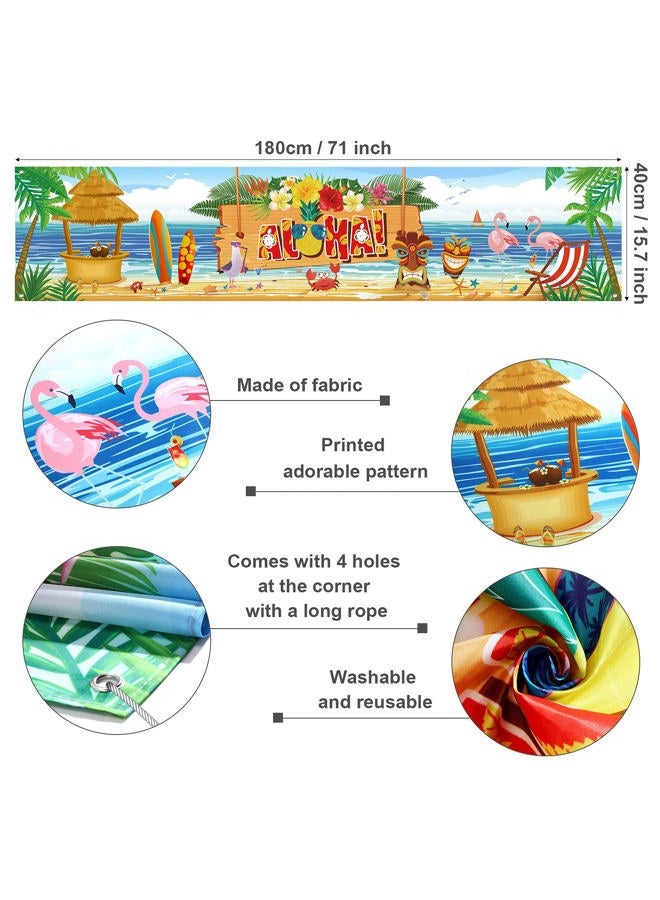 Sumind Hawaiian Aloha Party Backdrop Banner Decoration, Fabric Aloha Luau Party Sign Banner Photo Booth Backdrop Background for Summer Party Supplies and Decorations 180 x 40 cm - Image 3