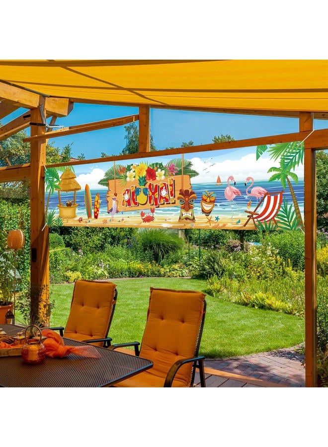 Sumind Hawaiian Aloha Party Backdrop Banner Decoration, Fabric Aloha Luau Party Sign Banner Photo Booth Backdrop Background for Summer Party Supplies and Decorations 180 x 40 cm - Image 4