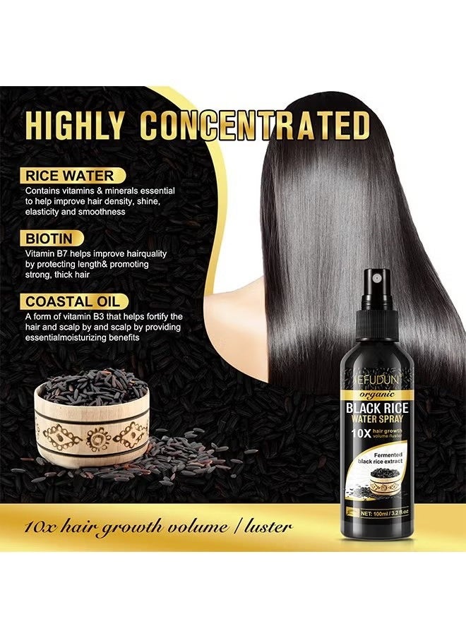 Sefudun - Black Rice Water For Hair Growth, Rice Water for Hair Growth for Women & Men, Hair Loss Treatment, Rice Water Spray for Damaged Dry Hair Treatment, Hair Regrowth Treatment for Thicker Longer 100ml - Image 1