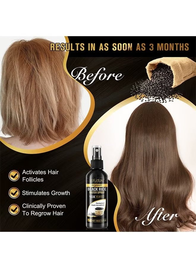 Sefudun - Black Rice Water For Hair Growth, Rice Water for Hair Growth for Women & Men, Hair Loss Treatment, Rice Water Spray for Damaged Dry Hair Treatment, Hair Regrowth Treatment for Thicker Longer 100ml - Image 1