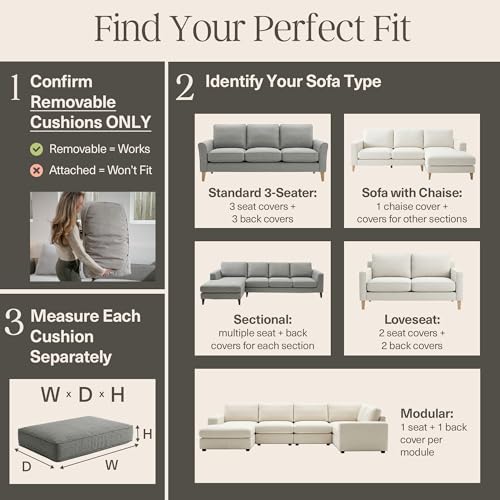 Nolan Interior Magic Sofa Cover - Classic Jacquard Sofa Seat Couch Cover - Pet Proof, Easy Install, Stretchy Slipcover - Small, Charcoal Grey - Image 2