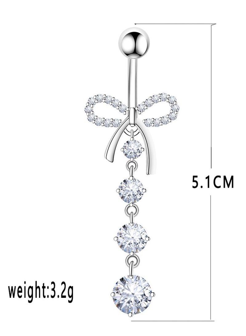 Innoshine 5pcs butterfly style Belly Ring Set Stainless Steel  silver  navel Piercing Button for Women perfect for holiday&dating & party & wedding  - Image 3