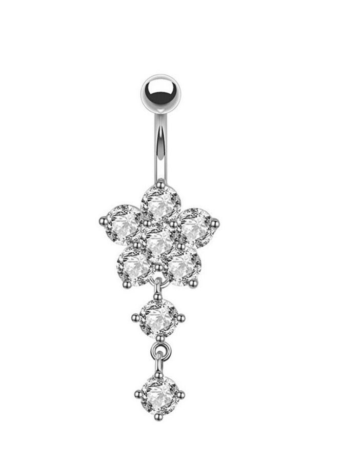 Innoshine 5pcs butterfly style Belly Ring Set Stainless Steel  silver  navel Piercing Button for Women perfect for holiday&dating & party & wedding  - Image 5