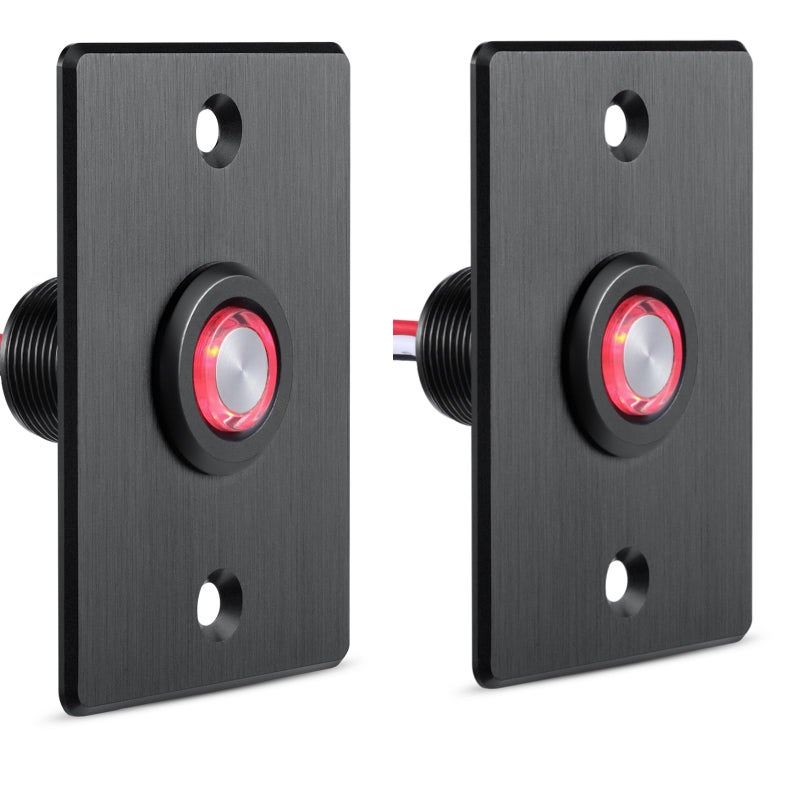 Acegoo 12V Dimmer Switch for LED RV Lights Push Button with Red Ring Light Ideal for RV Camper Van Boat Truck Cars Lighting LED Strip Light DC1224V 6A Full Aluminum Black2Pcs - Image 2