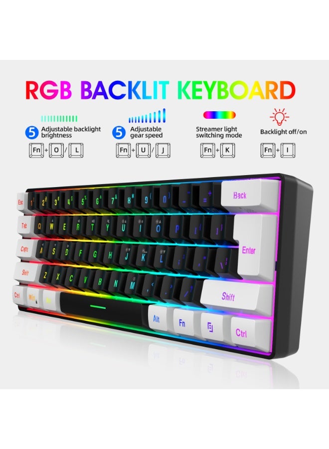 HXSJ Wired Gaming Keyboard and Mouse Set, Mini 60% Merchanical Feel Keyboard Ergonomic Design, 7 Color LED Optical Computer Mouse Player Mice Gaming Mouse - Image 3