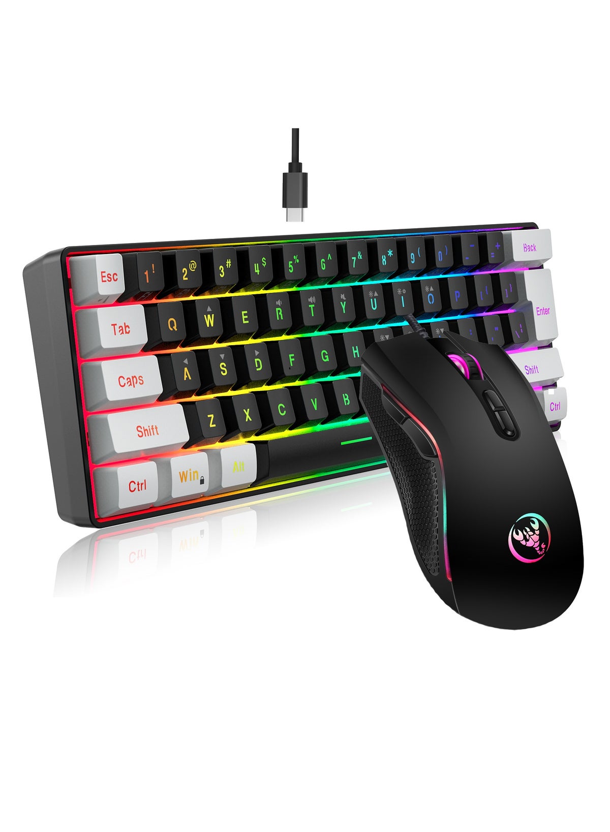 hxsj Hxsj Wired Gaming Keyboard And Mouse Set Mini 60 Mechanical Feel Keyboard Ergonomic D ZF51360E046F23869CBC2Z