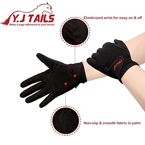 Y.J TAILS Womens Horse Riding Gloves Equestrian Women Ladies Girls (Small/Medium) - Image 2