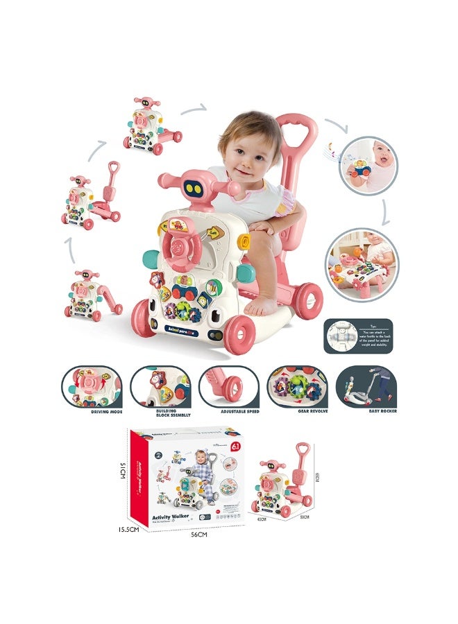 مشاية أطفال 6 في 1، سكوتر ركوب ومركز أنشطة تعليمي – لعبة تنمية مهارات شاملة للرضع والأطفال الصغار - Image 3