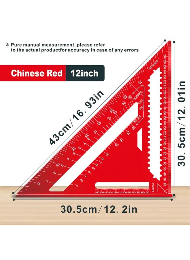 Red 7 Inch Aluminum Alloy High Precision Carpenter Square Protractor Tool For Woodworking - Image 2