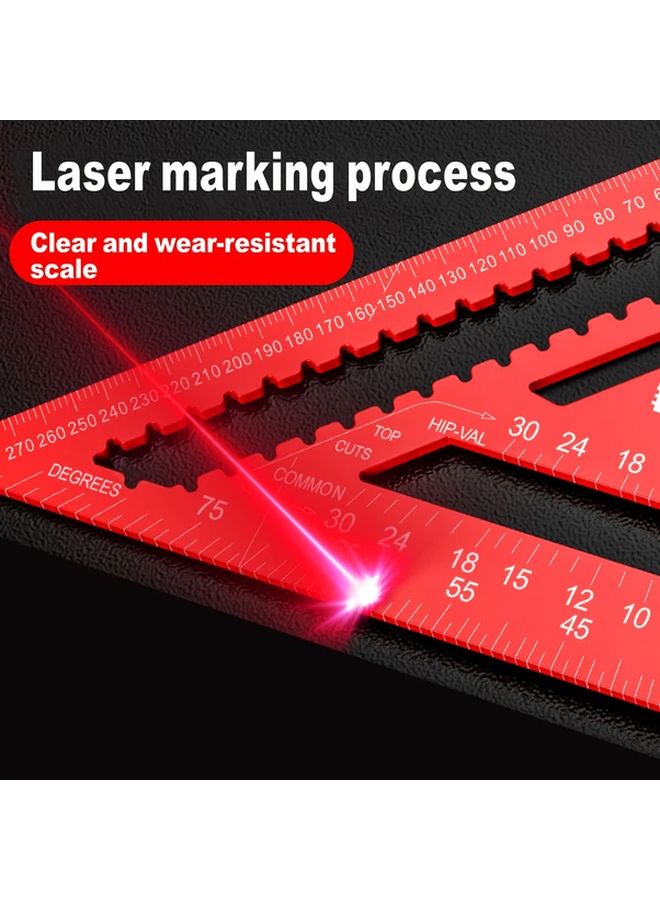 Red 7 Inch Aluminum Alloy High Precision Carpenter Square Protractor Tool For Woodworking - Image 5