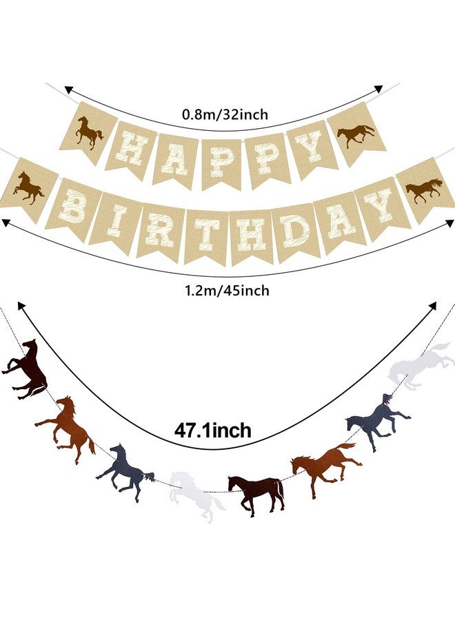 Tatuo 3 Pcs Horse Birthday Banner Party Decorations Derby Racing Horse Banner Paper Bunting Garland Farm Theme Decor for Present Birthday Wedding Party Supplies, Pre Assembled Hanging Decoration - Image 2