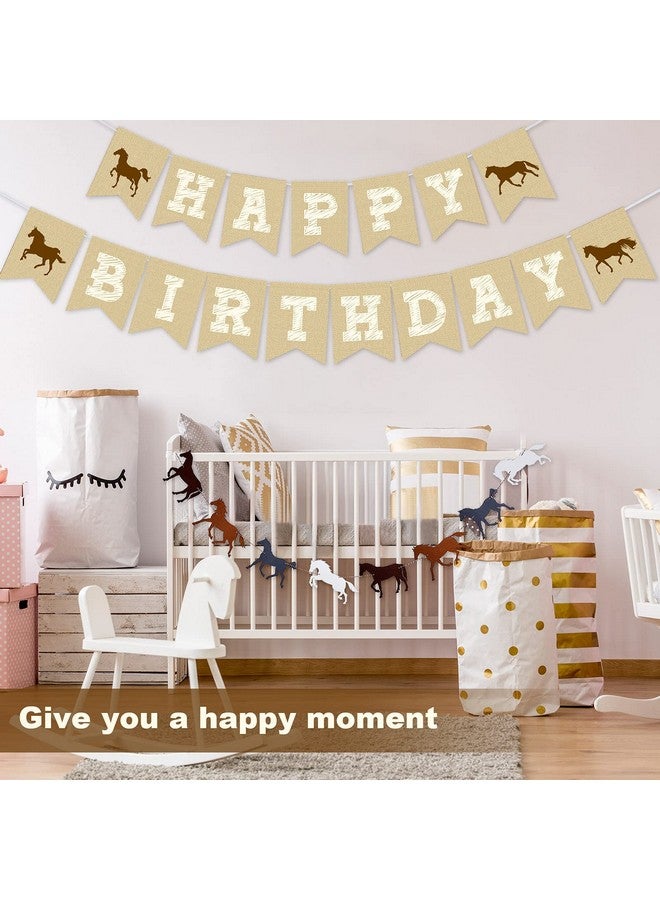Tatuo 3 Pcs Horse Birthday Banner Party Decorations Derby Racing Horse Banner Paper Bunting Garland Farm Theme Decor for Present Birthday Wedding Party Supplies, Pre Assembled Hanging Decoration - Image 5