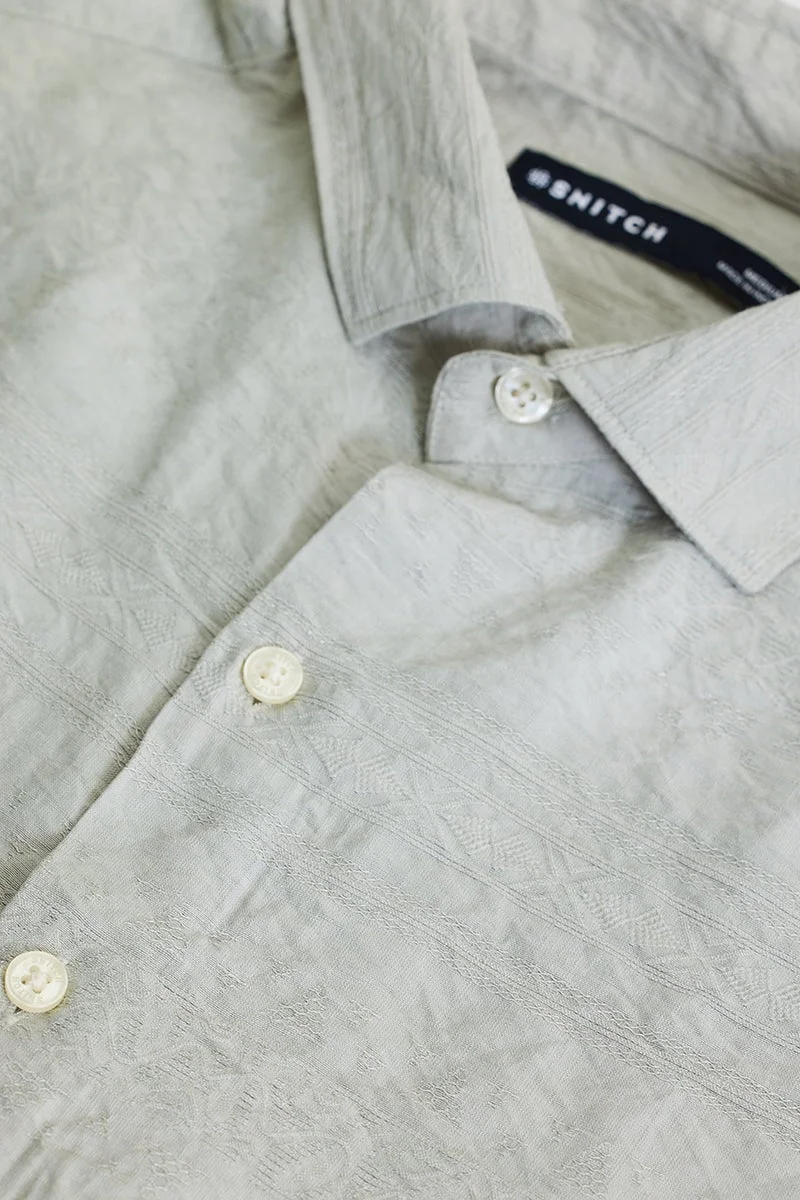 سنيتش Sage Textured Long Sleeve Slim Fit Casual Shirt