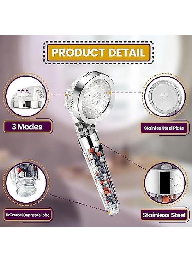 Topleo Showerhead Filter for Hair Loss, 8'' – Transparent Ionic Shower Head with Minerals & Jet – Water Saving 3-Spray Mode Purifies Water, Removes Chlorine – Make Softer, Soother Hair & Skin - Image 2