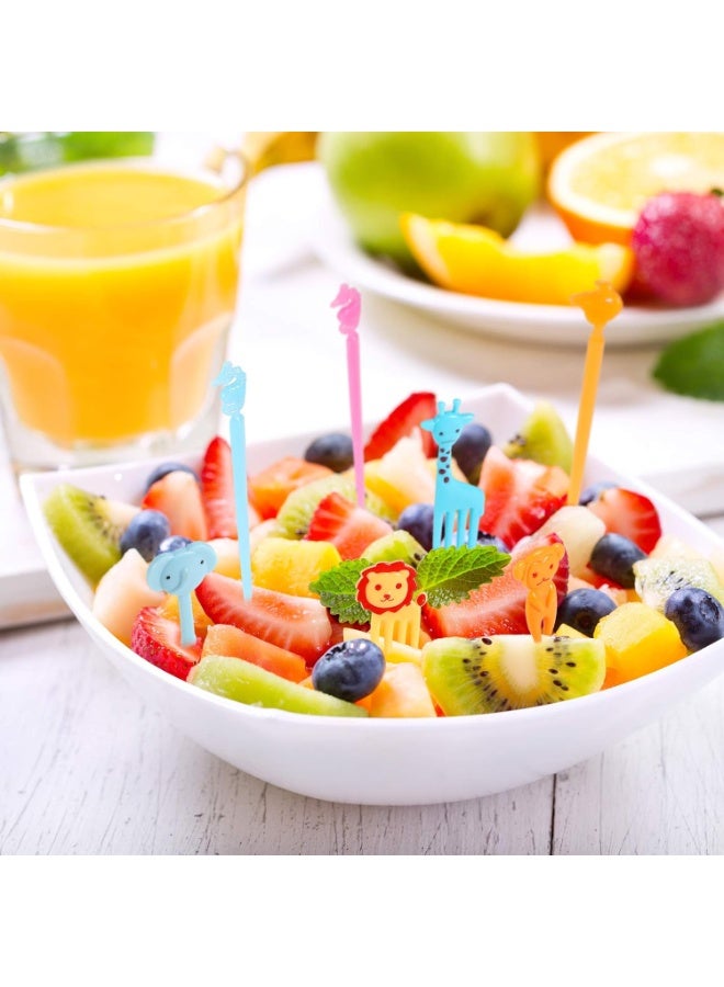 فيرست برو عيدان طعام على شكل حيوانات وفواكه لصناديق الغداء بينتو، عيدان أسنان كرتونية لطيفة، وشوك صغيرة للكب كيك للحلوى والكعك والمعجنات، مستلزمات للحفلات (80 قطعة) - Image 2