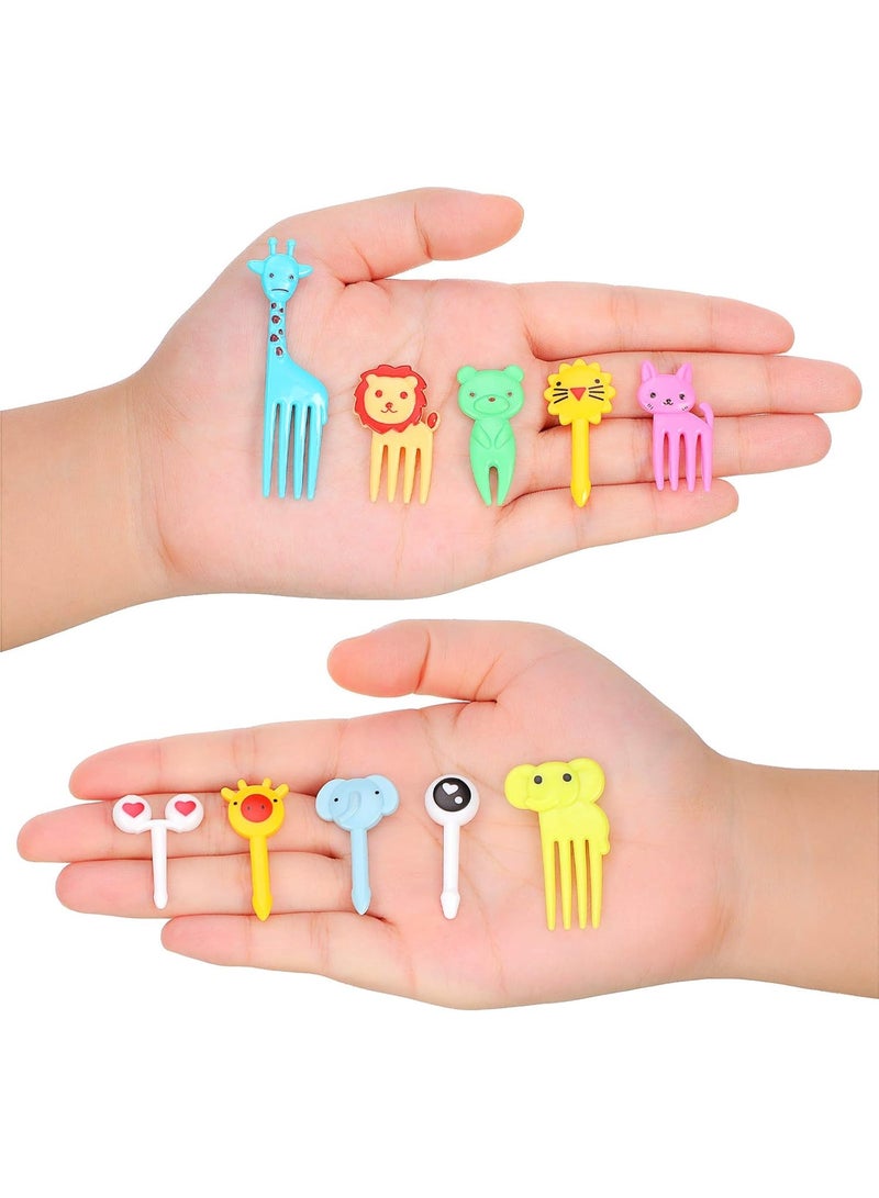 فيرست برو عيدان طعام على شكل حيوانات وفواكه لصناديق الغداء بينتو، عيدان أسنان كرتونية لطيفة، وشوك صغيرة للكب كيك للحلوى والكعك والمعجنات، مستلزمات للحفلات (80 قطعة) - Image 3