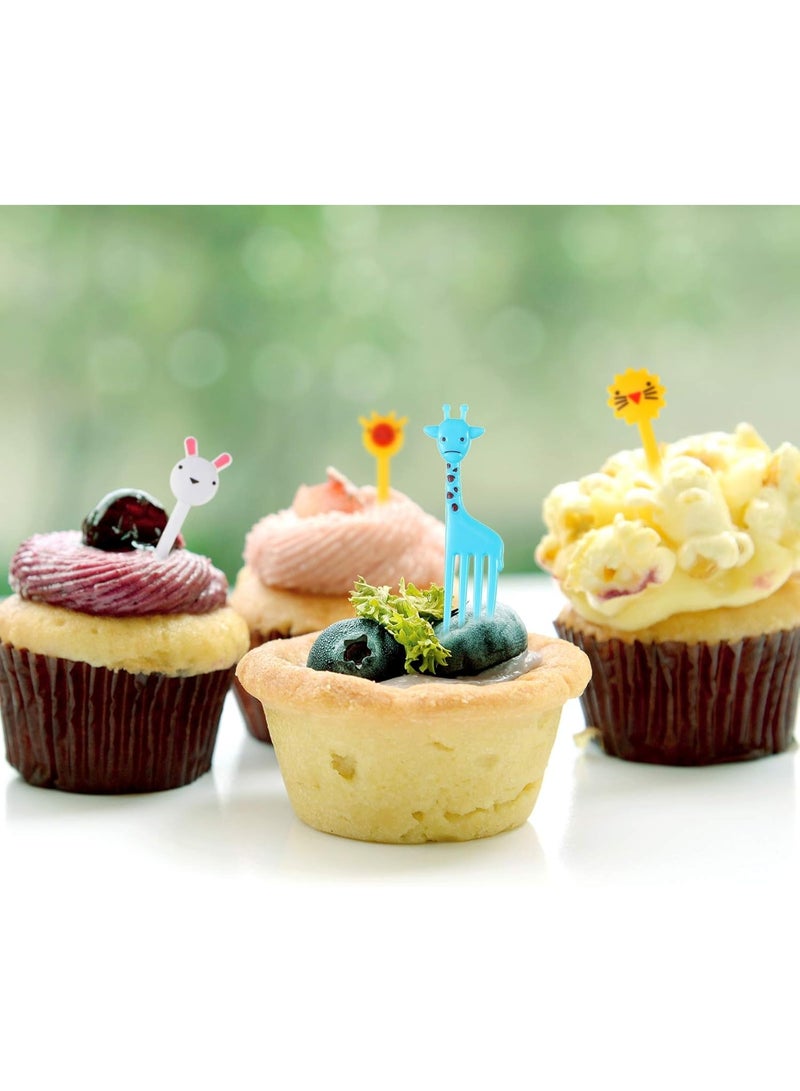 فيرست برو عيدان طعام على شكل حيوانات وفواكه لصناديق الغداء بينتو، عيدان أسنان كرتونية لطيفة، وشوك صغيرة للكب كيك للحلوى والكعك والمعجنات، مستلزمات للحفلات (80 قطعة) - Image 4