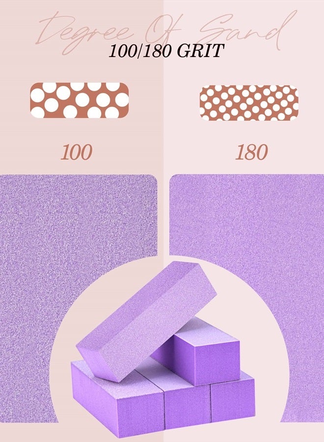 MARYTON Maryton Nail Buffer Block, Medium/Fine Grit 100/180 Finishing Buffers for Acrylic Nails Gel Polish Nails, 3 Way Professional Pedicure Manicure Buffer Kits, 5 Count (Purple) - Image 3