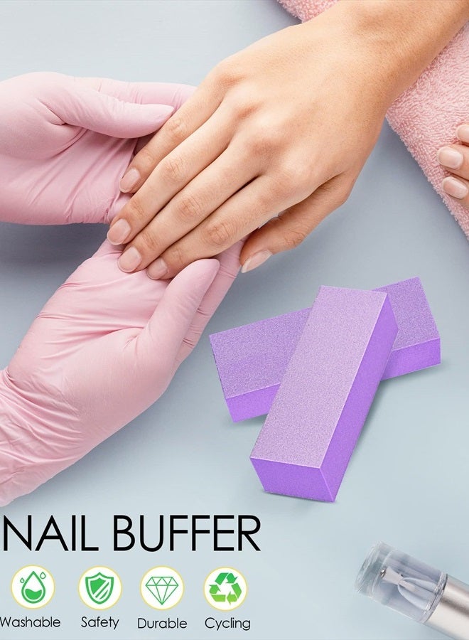 MARYTON Maryton Nail Buffer Block, Medium/Fine Grit 100/180 Finishing Buffers for Acrylic Nails Gel Polish Nails, 3 Way Professional Pedicure Manicure Buffer Kits, 5 Count (Purple) - Image 2