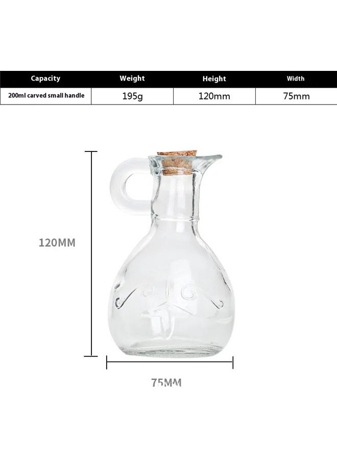 yongsheng 2 pack Glass Cruet Oil Dispenser Clear ， 200ml，syrup dispenser olive oil bottle vinegar holder oil dispenser bottle for kitchen soy sauce container  - Image 2