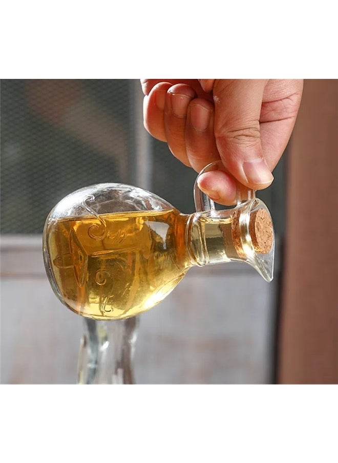 yongsheng 2 pack Glass Cruet Oil Dispenser Clear ， 200ml，syrup dispenser olive oil bottle vinegar holder oil dispenser bottle for kitchen soy sauce container  - Image 3