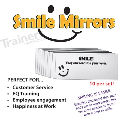 Trainers Warehouse Smile Mirrors (10/Set) | A Reminder to Communicate Positive Energy Through Voice - Handy Mirror with Adhesive for Wall or Computer | 2.5" x 6" - Image 3
