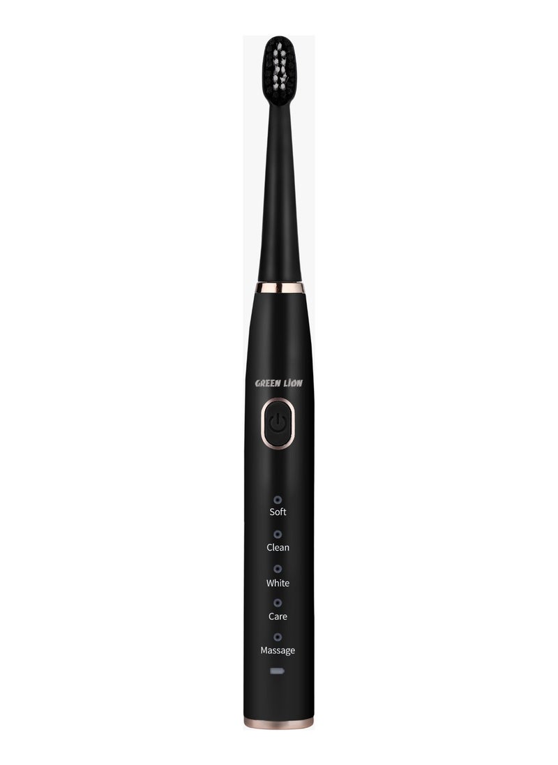 GREEN LION - Electric Toothbrush with Brush Heads GB-37 / 5 Modes Cleaning /Sensitive/Clean/ White/Care/Massage/ Ergonomic Design / Complete Care Electric Toothbrush - Black - Image 1