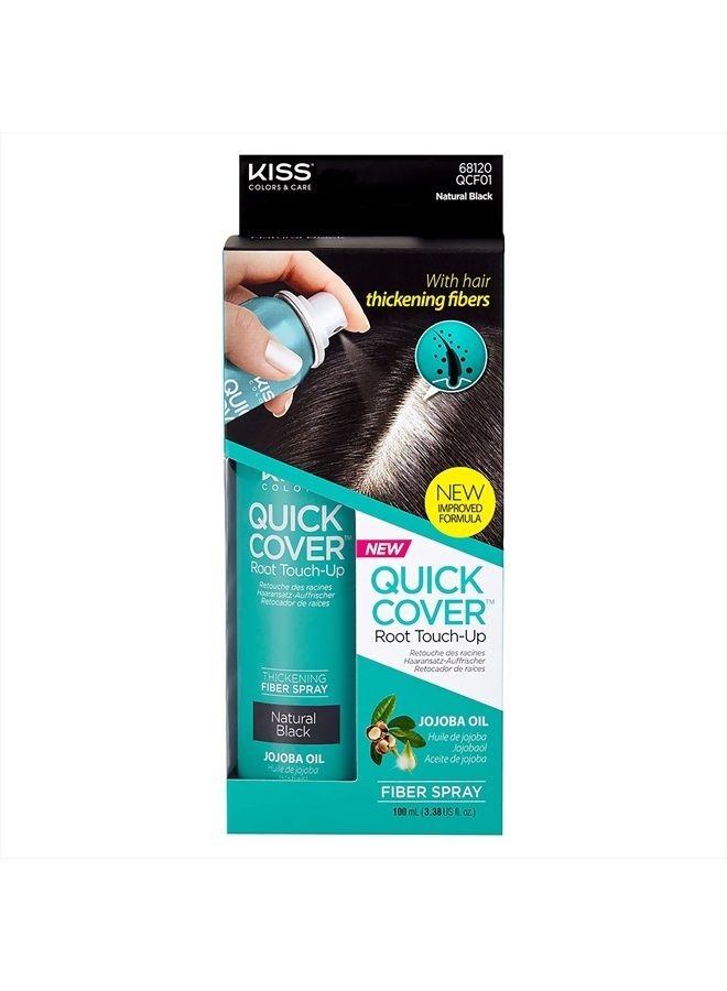 Kiss Quick Cover Root Touch Up Thickening Fiber Spray 3.38oz (Natural Black) - Image 1