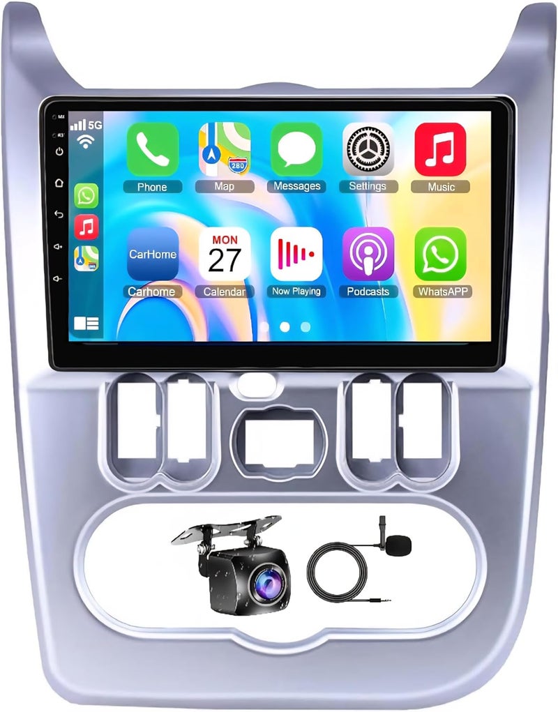 Vierex Android Car Stereo for Renault Duster Logan Sandero 2009–2015, Duster 2010–2017 | 8-Core 8+128GB Car Radio with GPS Navigation, Wireless CarPlay & Android Auto, DSP, Bluetooth, WiFi, AHD Reverse Camera | Touchscreen Multimedia Player - Image 1