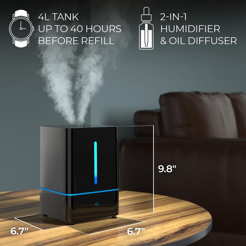 Everlasting Comfort Everlasting Comfort Humidifiers for Bedroom (4L) – Quiet Cool Mist Small Humidifier for Large Room with Oil Diffuser, 40-Hour Runtime, Easy to Clean, Auto Shut-Off, Ideal for Baby Nursery & Plants  - Image 2