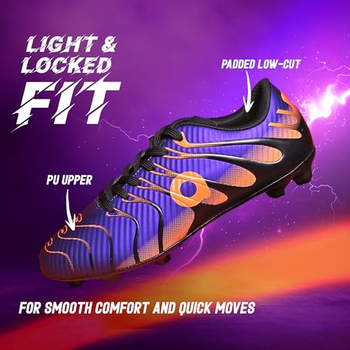 AIVIN NOVA Football Shoes - Violet/Orange | Lightweight Comfort & Maximum Grip | Best for Competitive Soccer Players | Sports Cleats | Football Footwear | Football Sports Shoes (Violet/Orange, UK Footwear Size System, Adult, Men, Numeric, Medium, 8) - Image 5