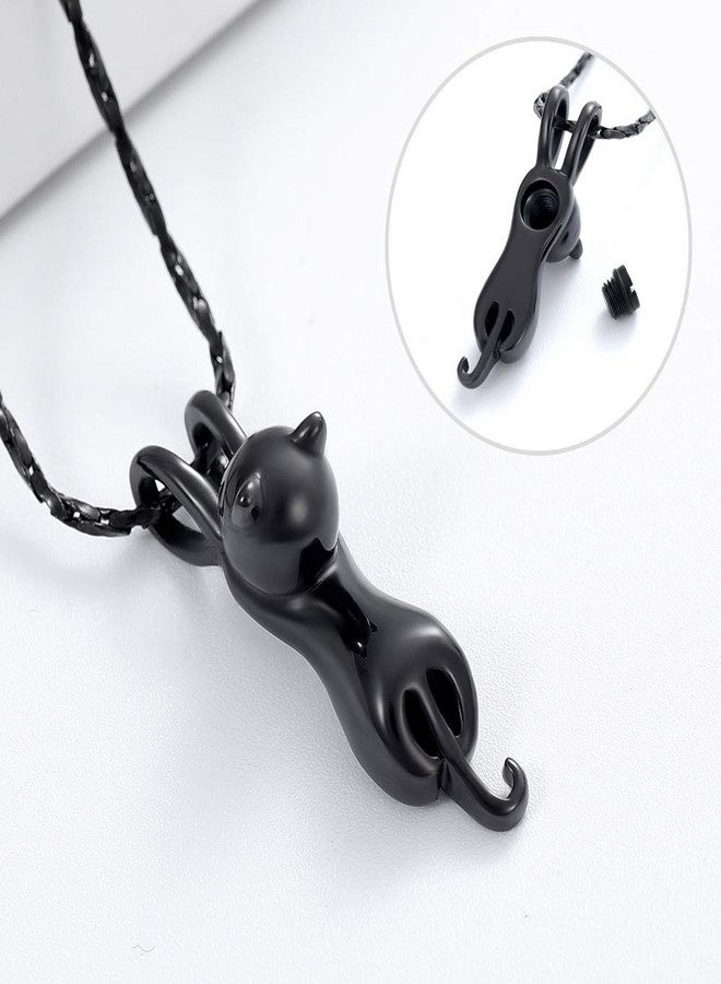Imrsanl Pet Cremation Jewelry for Ashes Memorial Ash Jewelry Keepsake Cat Urn Pendants for Animal Ashes Necklace (Black) - Image 4
