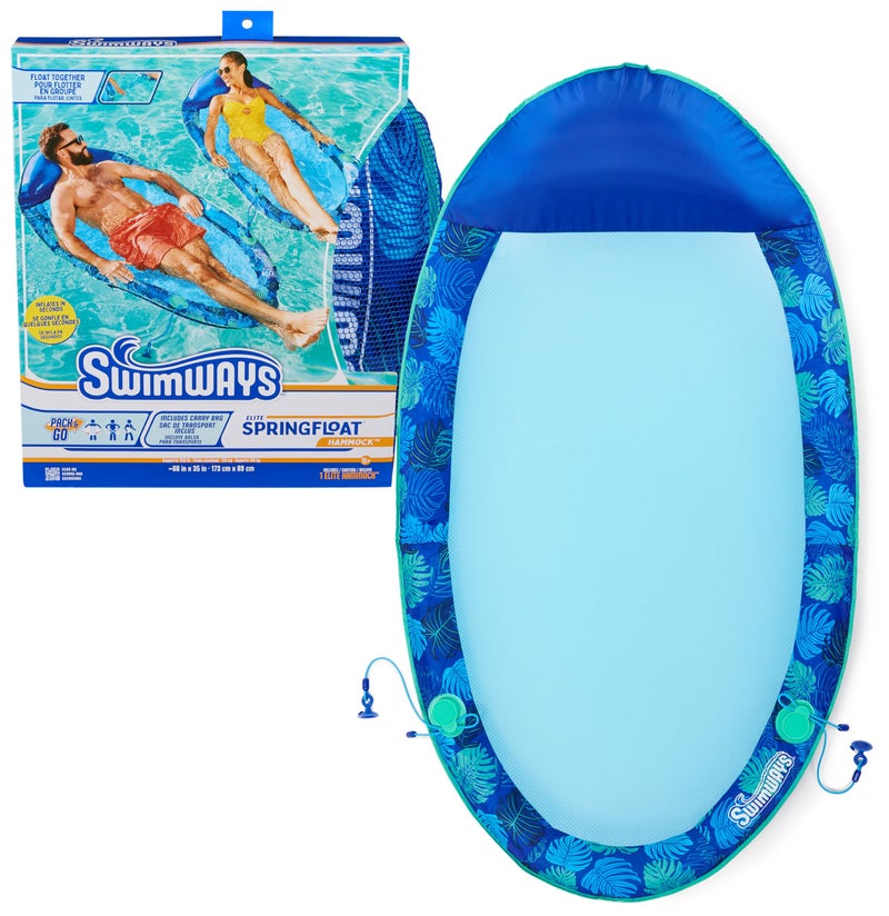 SwimWays حمام سباحة سويمايز النخبة العائم، أرجوحة حمام سباحة قابلة للنفخ للبالغين مع تضخيم سريع، أرجوحة حمام سباحة للبالغين حتى 250 رطل - Image 1