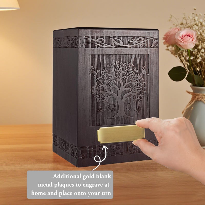 Abooxiu Cremation Urns for Human Ashes Adult Male Female, Wooden Tree of Life Medium Keepsake Urns for Ashes, Burial Funeral Memorial Decorative Urns for Men Women Pets Dog Urn- Up to 200 lbs - Image 4
