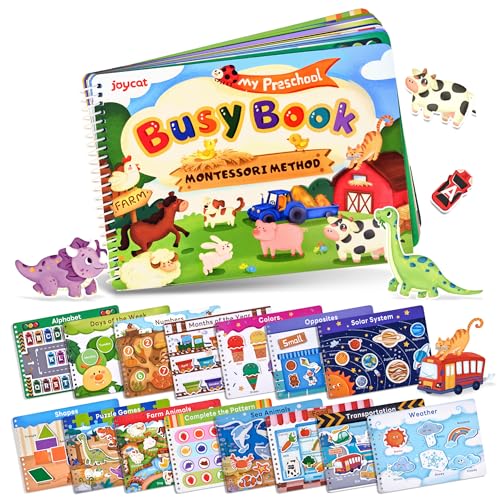 JoyCat Preschool Busy Book for Toddlers 35 Learning Activities Educational Sensory Toys Autism Learning Material Back to School Birthdays Presents for Boys Girls - Image 1