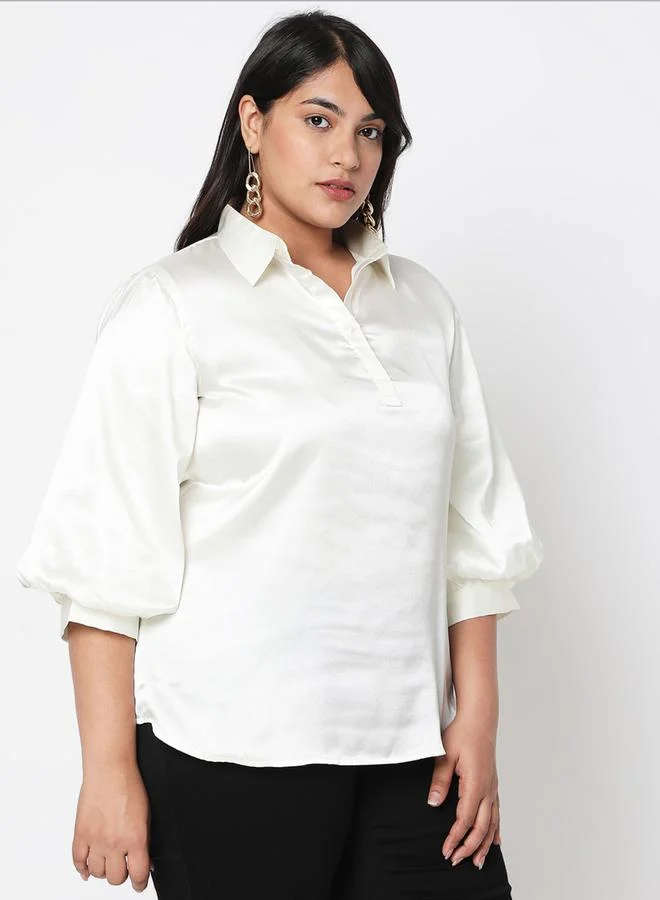 Mish Mish Satin Bishop Sleeves Collared Shirt