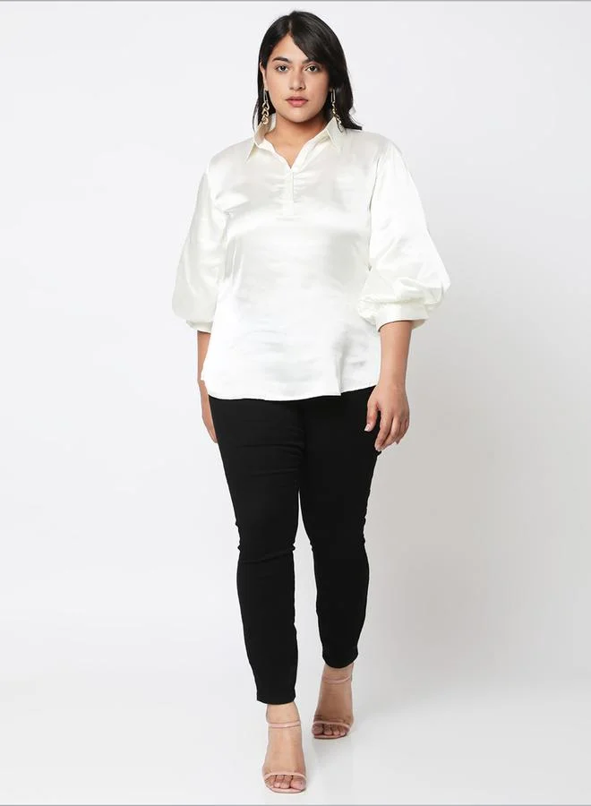 Mish Mish Satin Bishop Sleeves Collared Shirt
