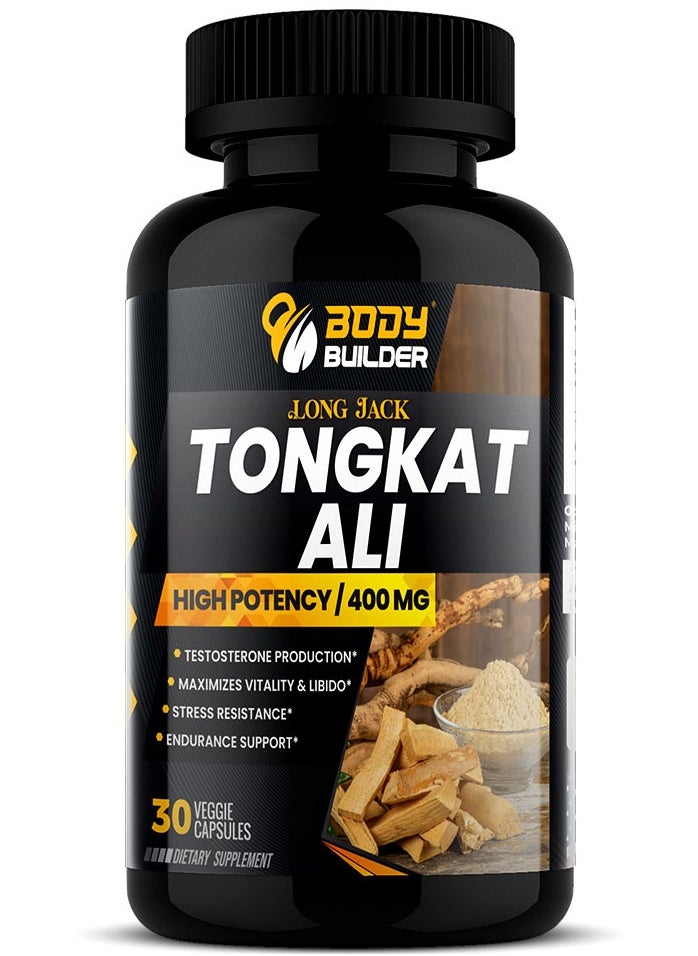 Body Builder Tongkat Ali High Potency 400 mg 30 Veggie Capsules Testosterone Production  - Image 1