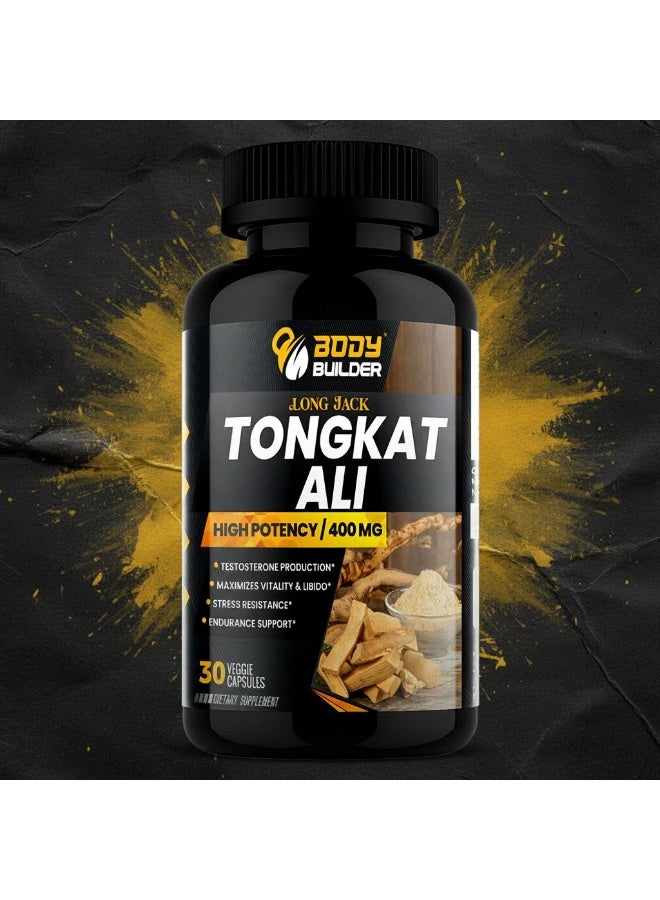 Body Builder Tongkat Ali High Potency 400 mg 30 Veggie Capsules Testosterone Production - Image 3