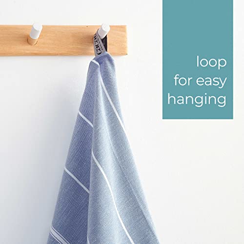 Cacala 100% Turkish Cotton Kitchen Tea Towels, Highly Absorbent Luxury Soft Quick Drying Dish Towel with Hanging Loop for Gym, Yoga, Bath, Sports, Cleaning and Kitchen (23 x 36), Grey Blue - Image 2